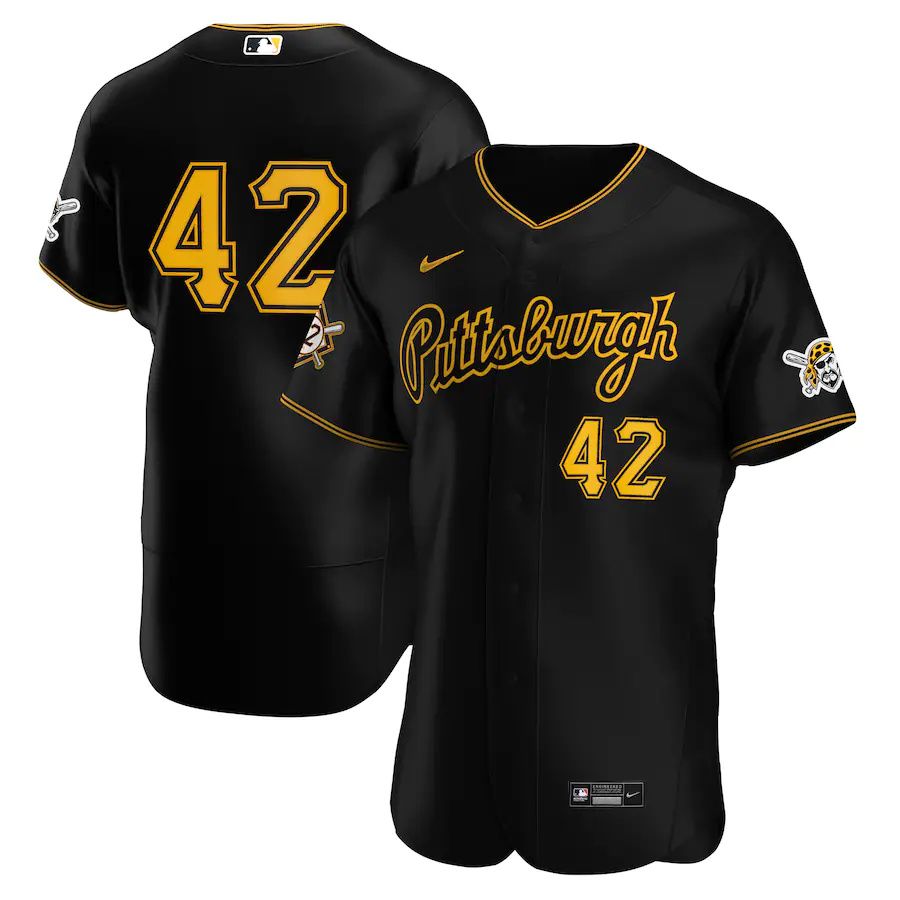 Mens Pittsburgh Pirates 42 Nike Black Alternate Jackie Robinson Day Authentic MLB Jerseys